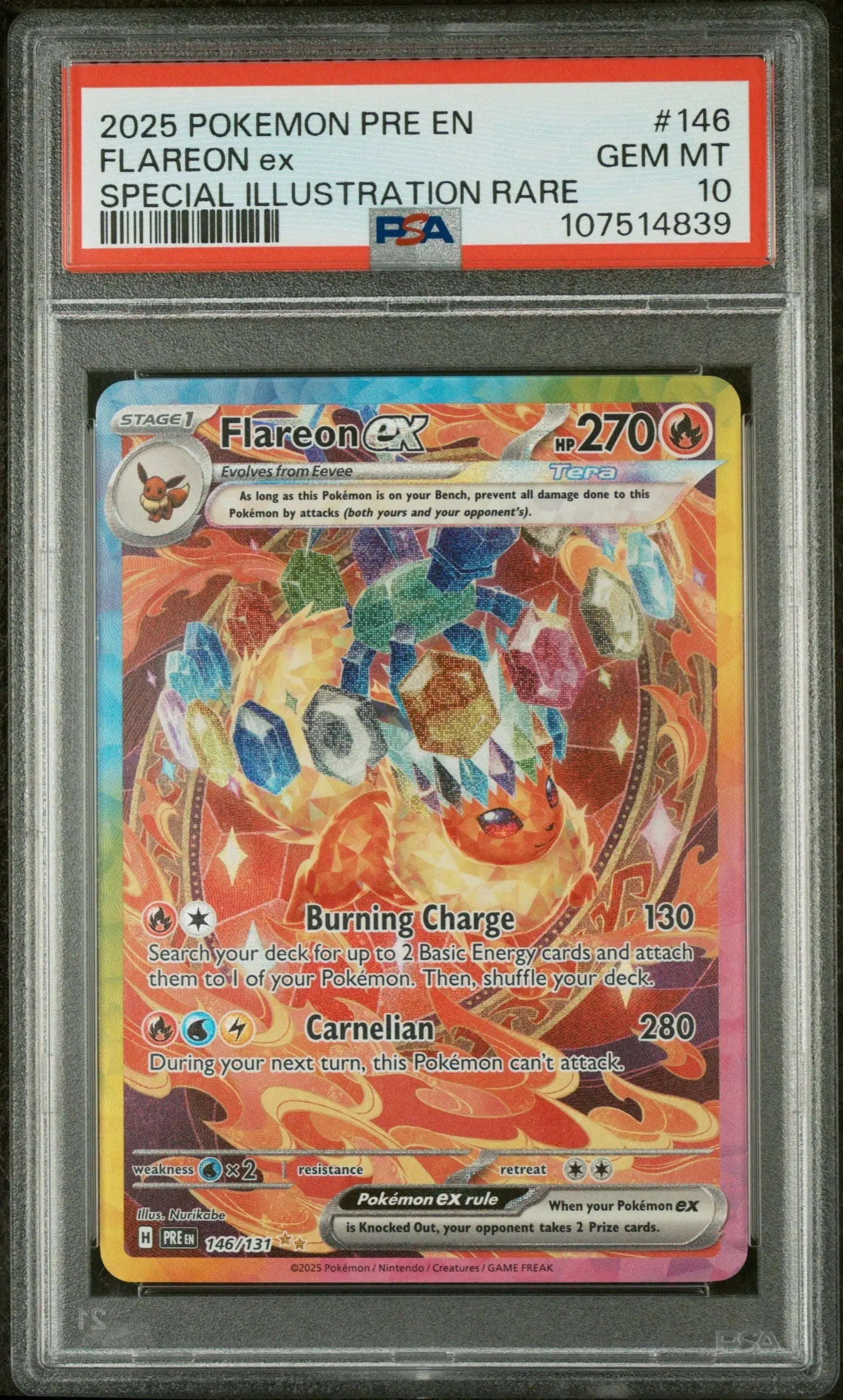 PSA 10 - 2025 POKEMON PRE EN-PRISMATIC EVOLUTIONS #146 FLAREON EX SPECIAL ILLUSTRATION RARE