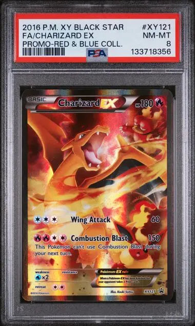 PSA 8 - 2016 POKEMON XY BLACK STAR PROMO #XY121 FA/CHARIZARD EX PROMO-RED & BLUE COLL.