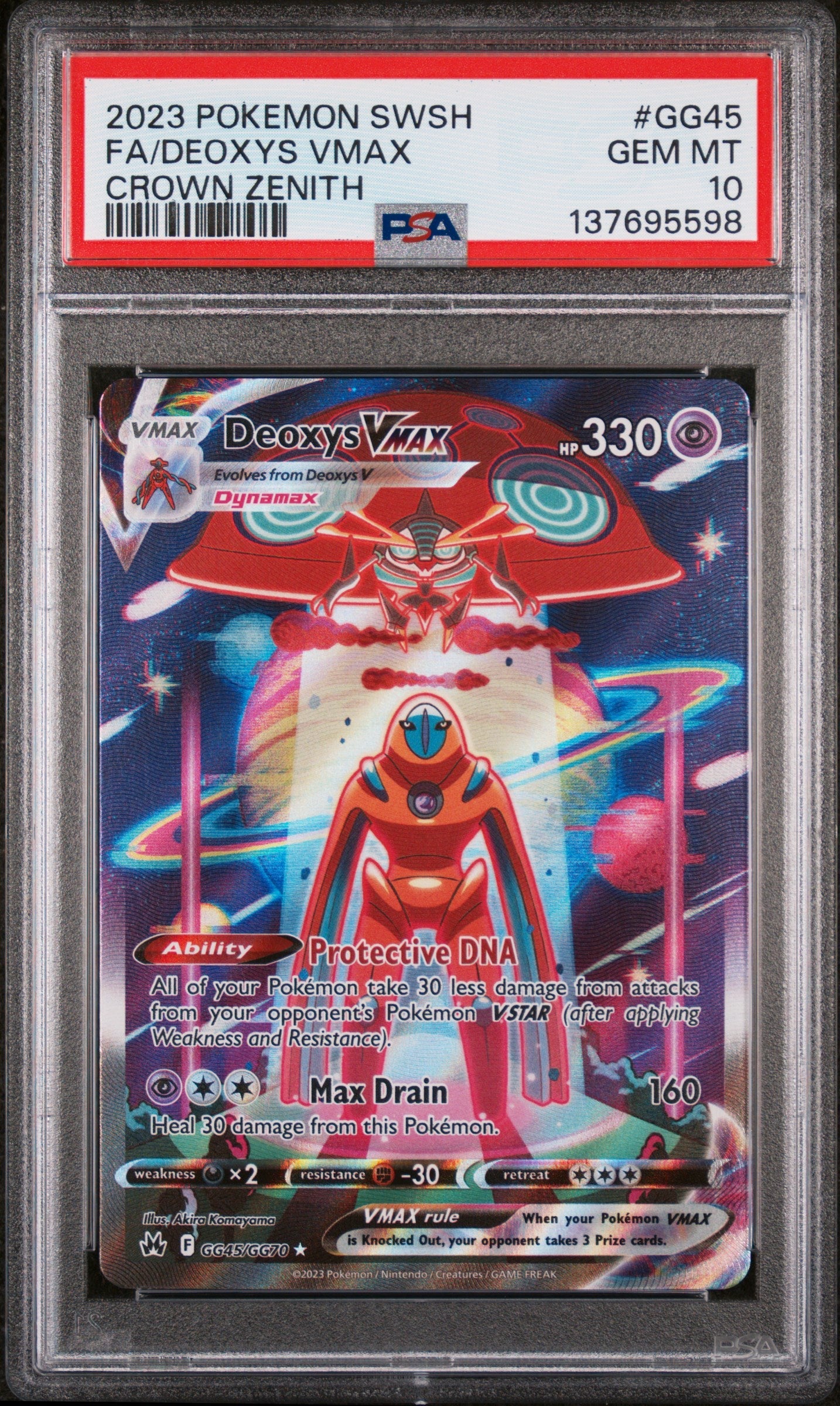 PSA 10 2023 POKEMON SWORD AND SHIELD CROWN ZENITH #GG45 FA/DEOXYS VMAX CROWN ZENITH