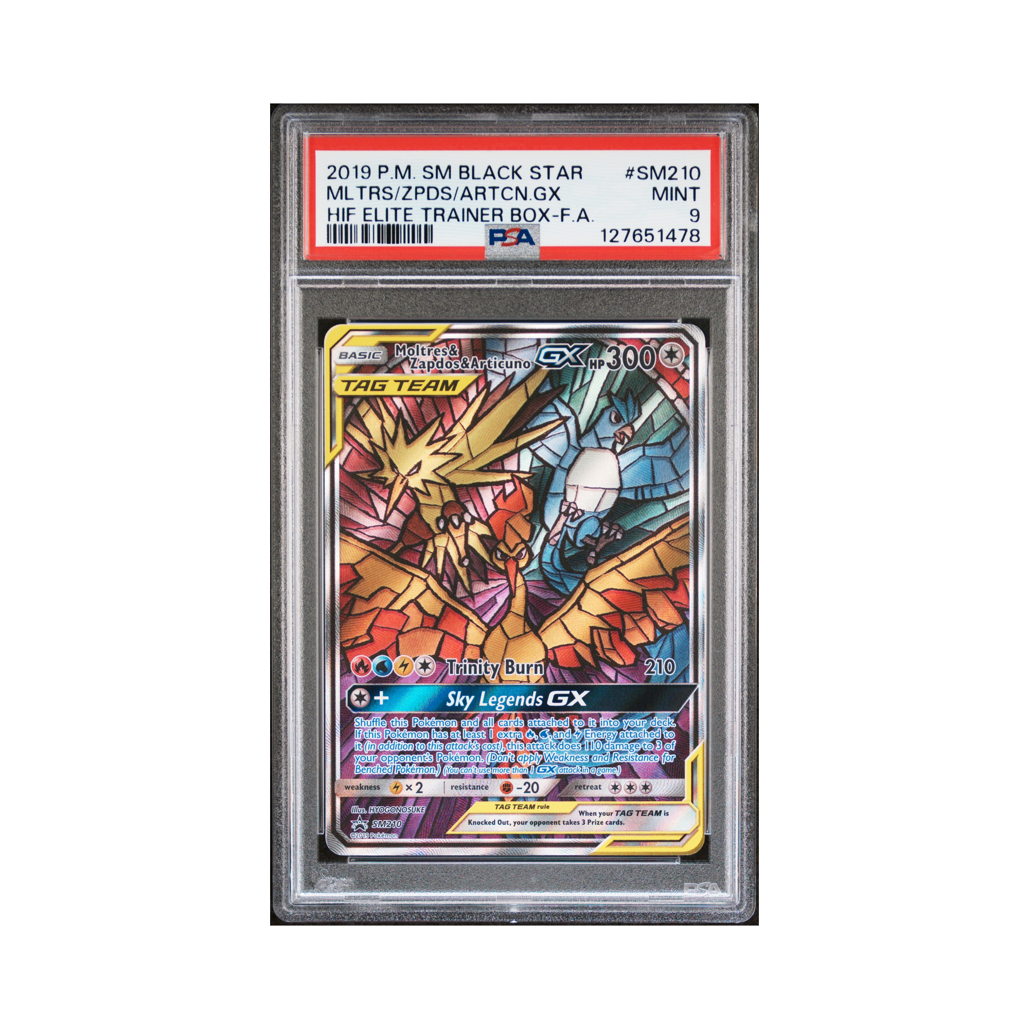 2019 Pokemon SM Black Star Promos Moltres & Zapdos & Articuno-GX #SM210 PSA 9