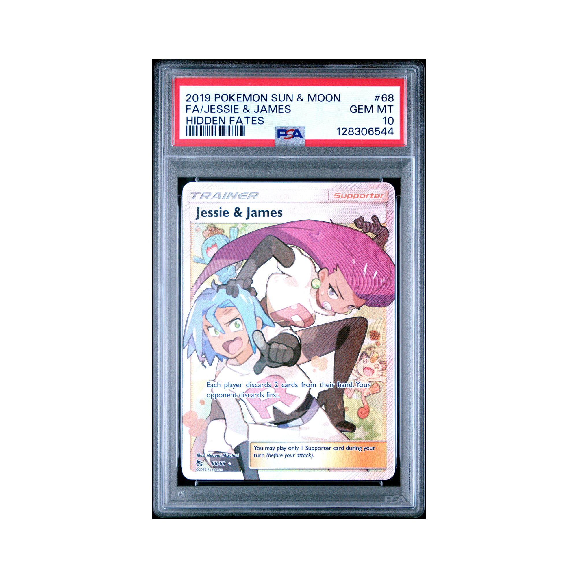 2019 Pokemon Sun & Moon Hidden Fates Jessie & James #68 PSA 10