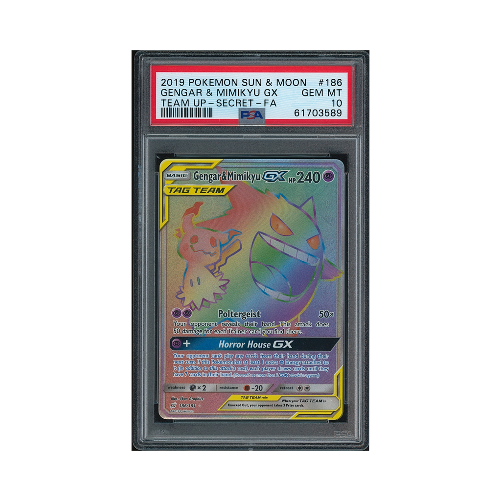 2019 Pokemon Sun & Moon Team Up Gengar & Mimikyu GX #186 PSA 10