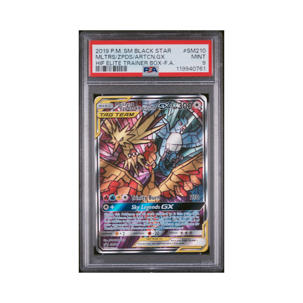 2019 Pokemon SM Black Star Promo Moltres & Zapdos & Articuno GX #SM210 PSA 9
