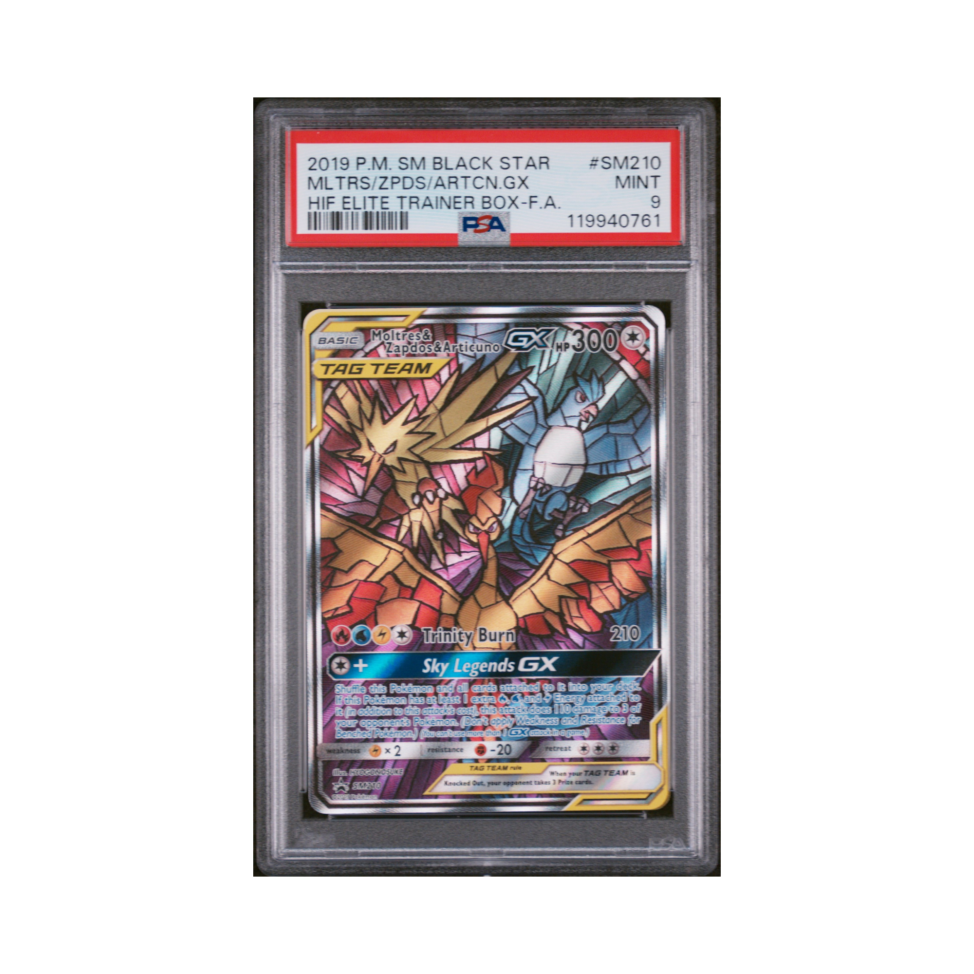 2019 Pokemon SM Black Star Promo Moltres & Zapdos & Articuno GX #SM210 PSA 9