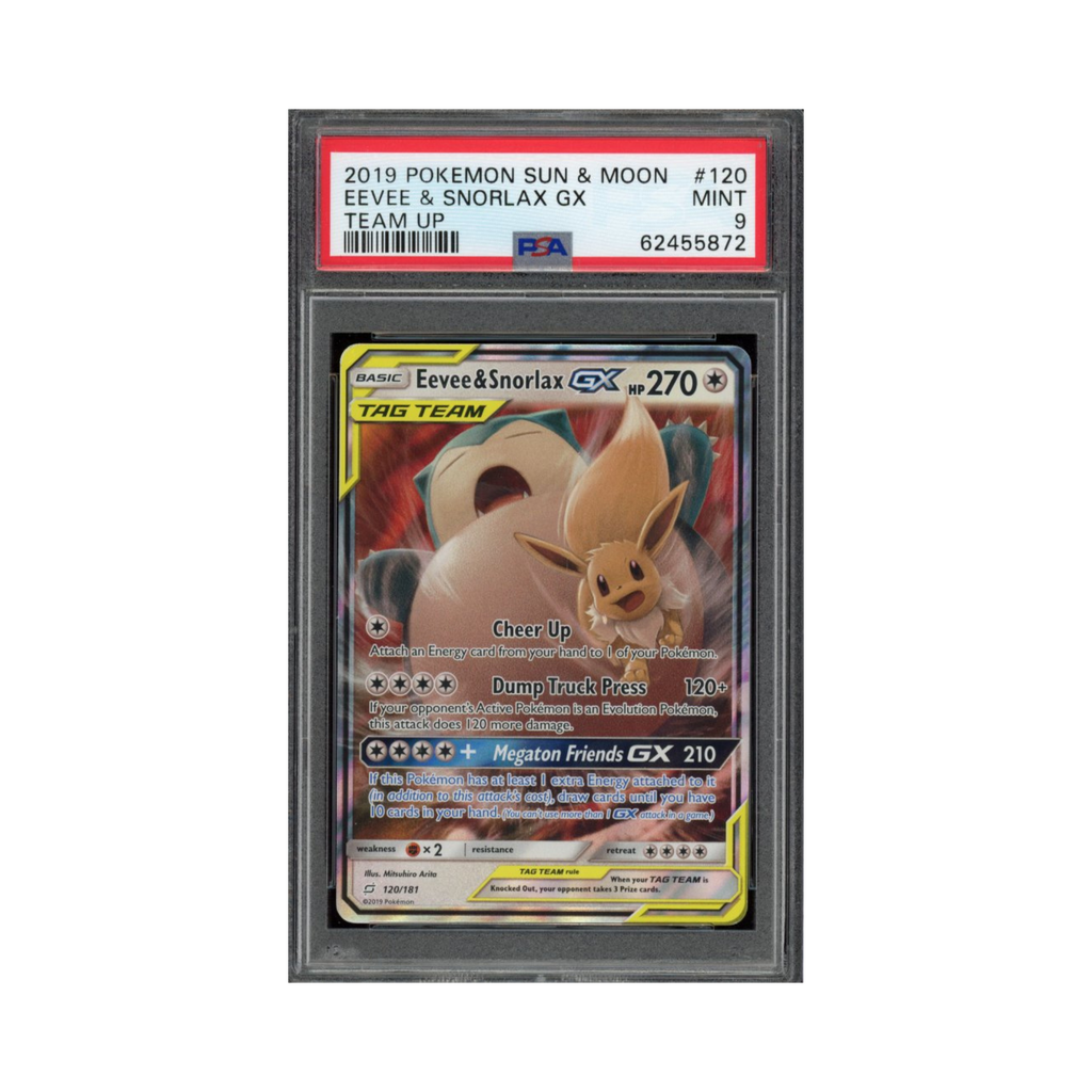 2019 Pokemon Sun & Moon Team Up Eevee & Snorlax GX #120 PSA 9