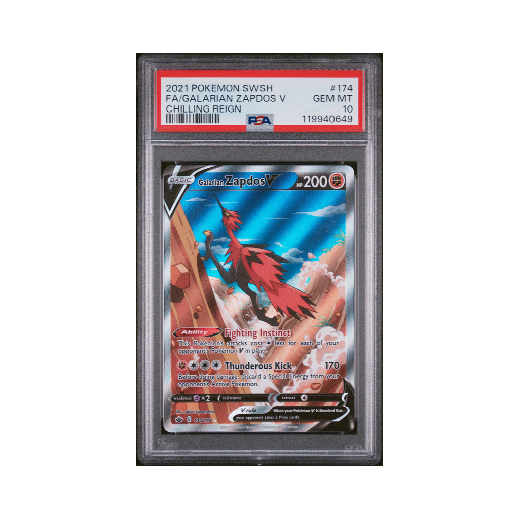 2021 Pokemon Sword & Shield Chilling Reign Galarian Zapdos V #174 PSA 10