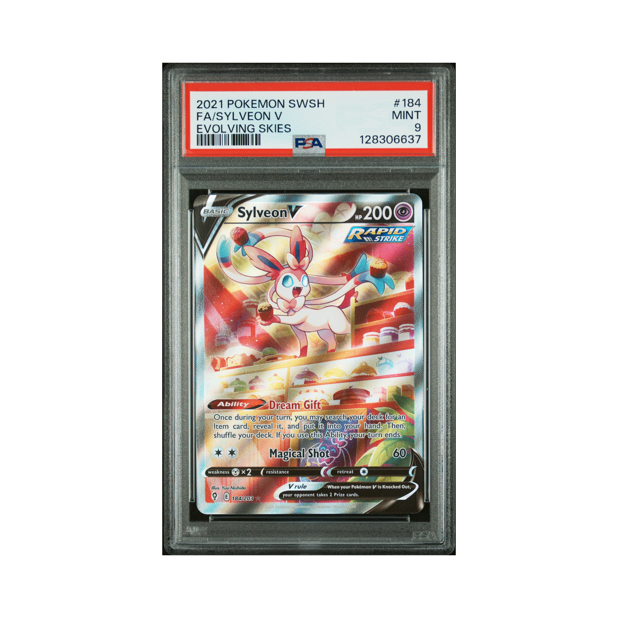 2021 Pokemon Sword & Shield Evolving Skies Sylveon V #184 PSA 9
