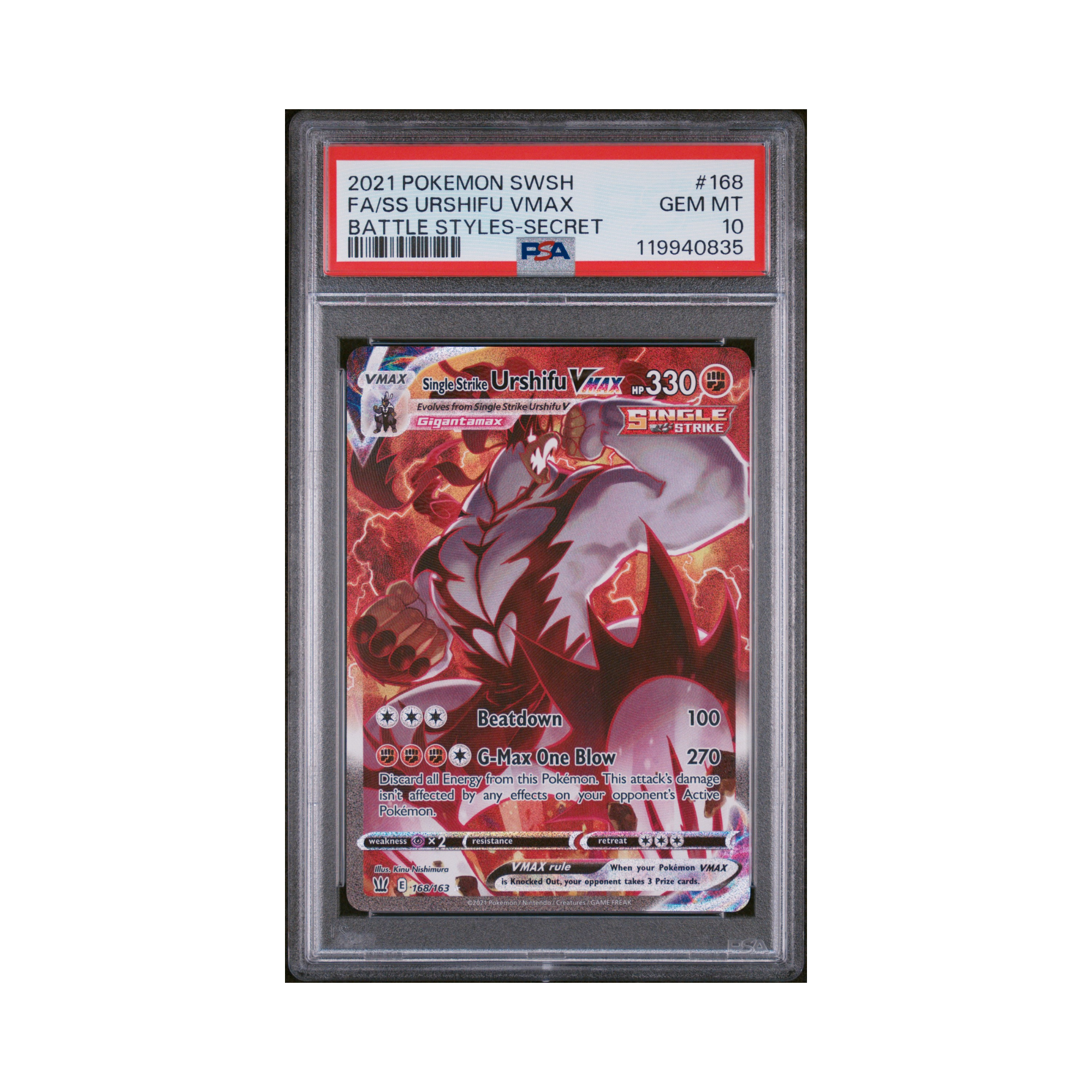 2021 Pokemon Sword & Shield Battle Styles SS Urshifu VMAX #168 PSA 10