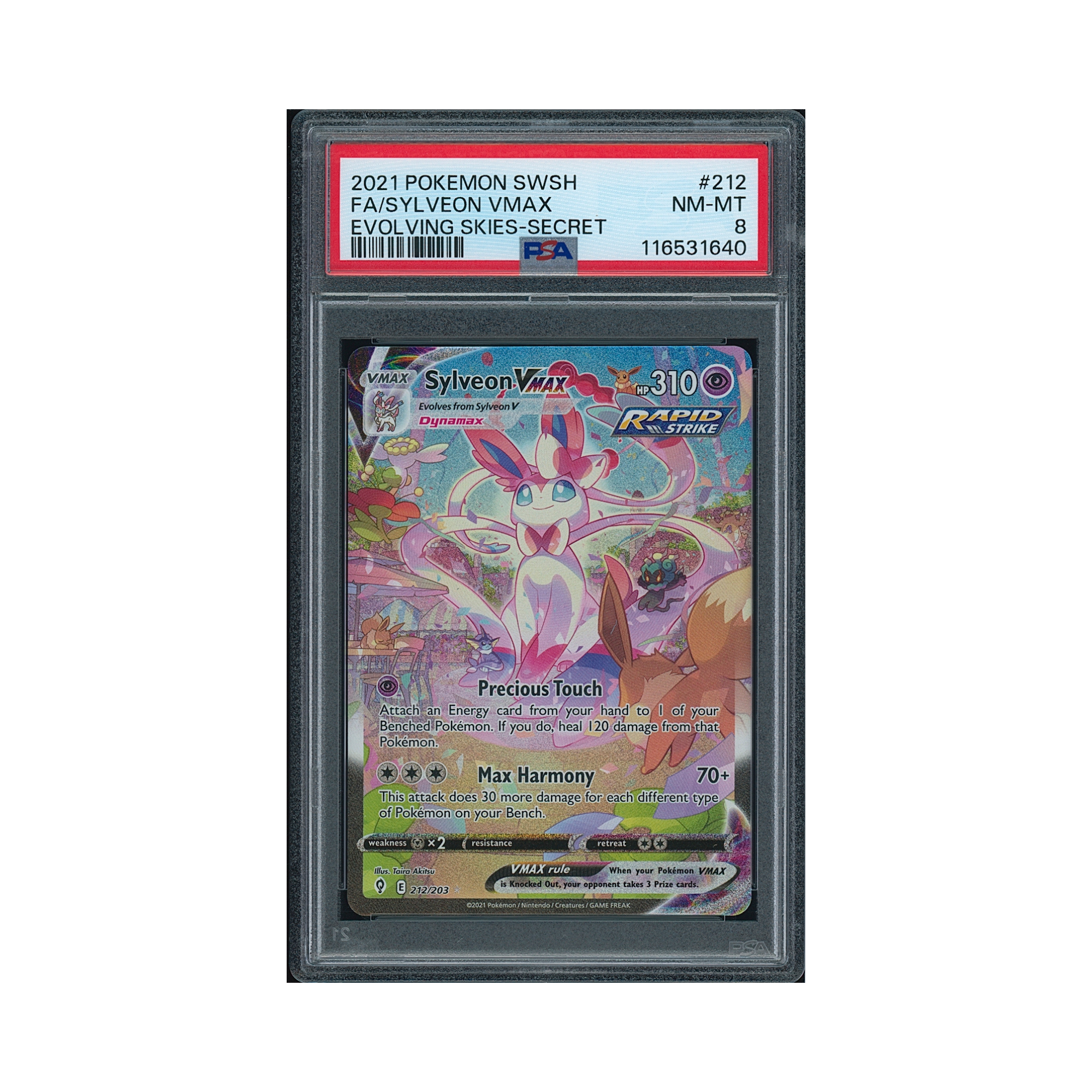 2021 Pokemon Sword & Shield Evolving Skies Sylveon VMAX #212 PSA 8