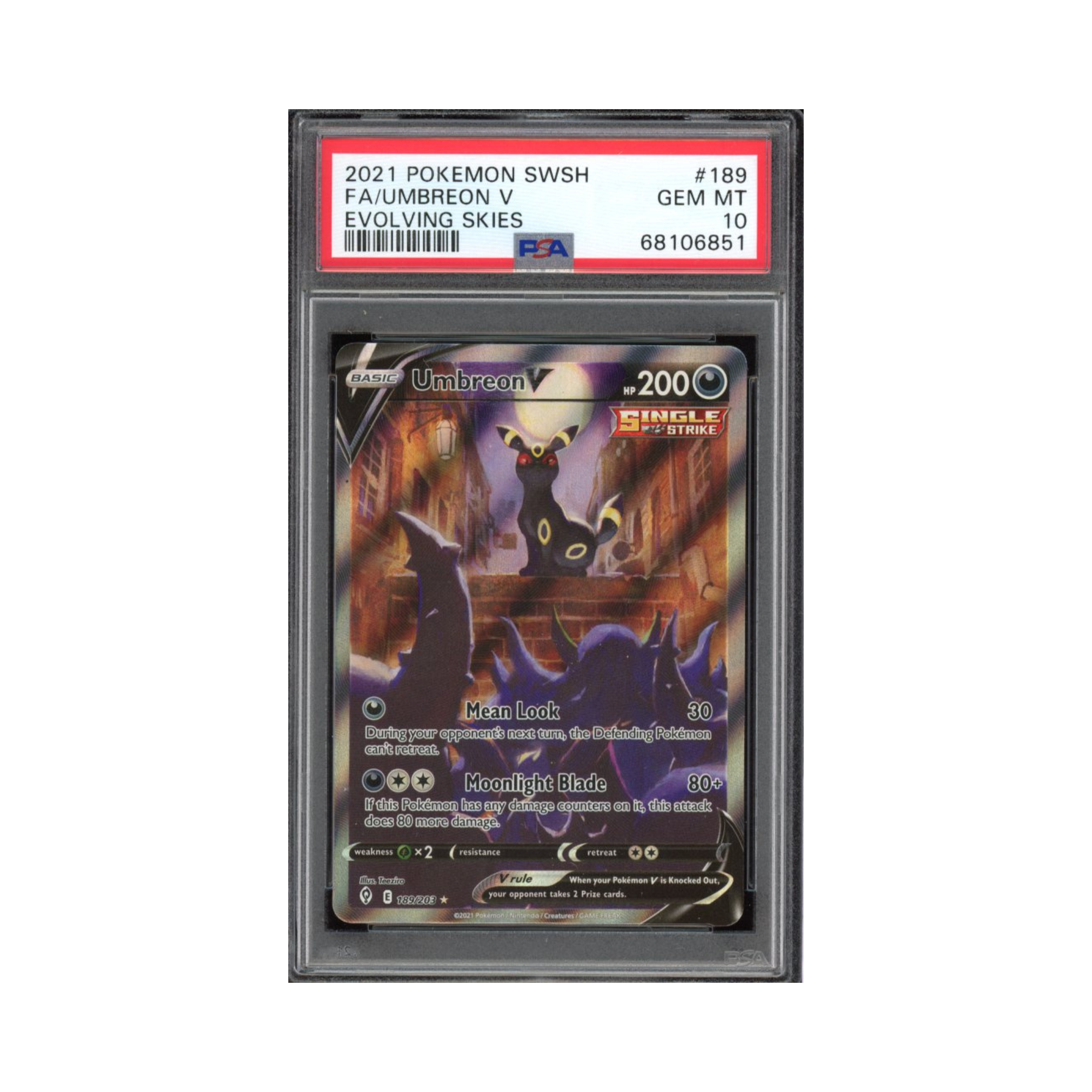 2021 Pokemon SWSH Full Art Umbreon V Evolving Skies PSA 10