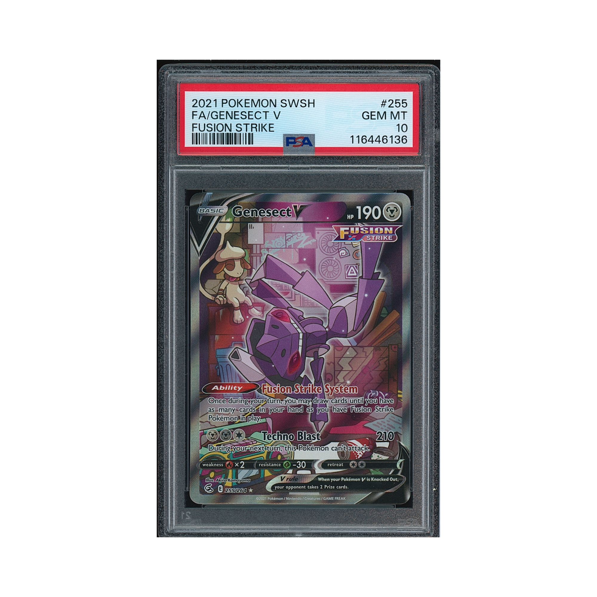 2021 Pokemon Sword & Shield Fusion Strike Genesect V #255 PSA 10