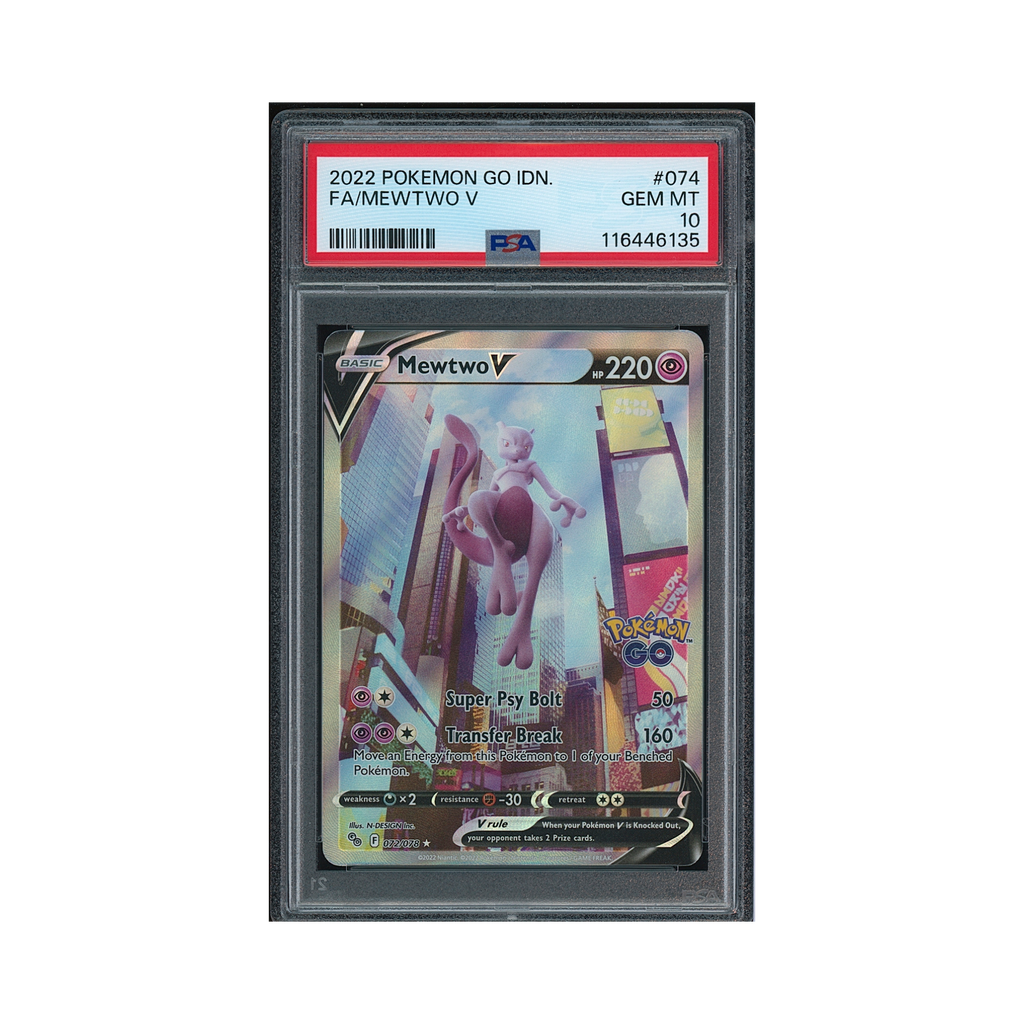 2022 Pokemon Go Mewtwo V #072 PSA 10 (Misslabel)