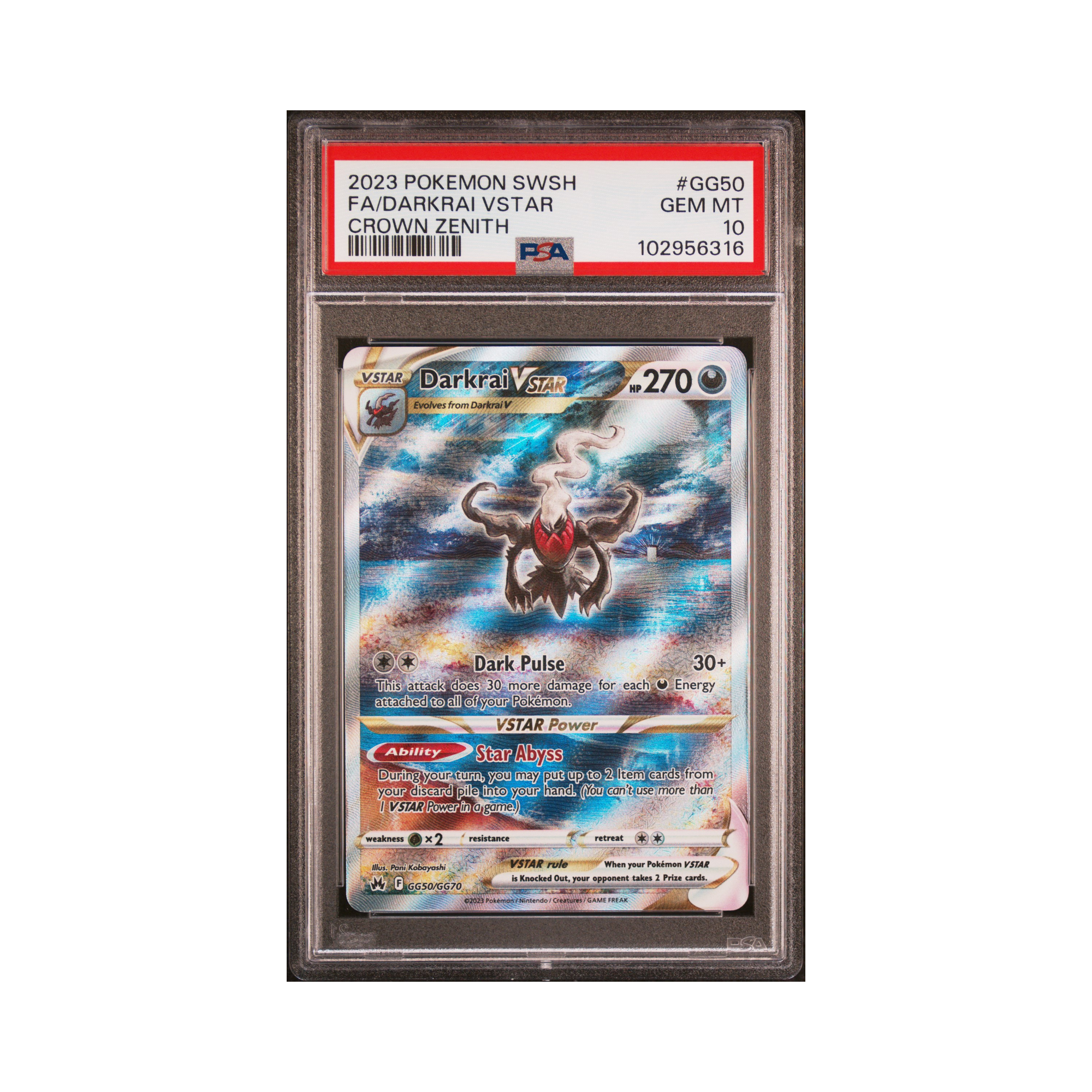 2023 Pokemon Crown Zenith Galarian Gallery Darkrai VSTAR #GG50 PSA 10