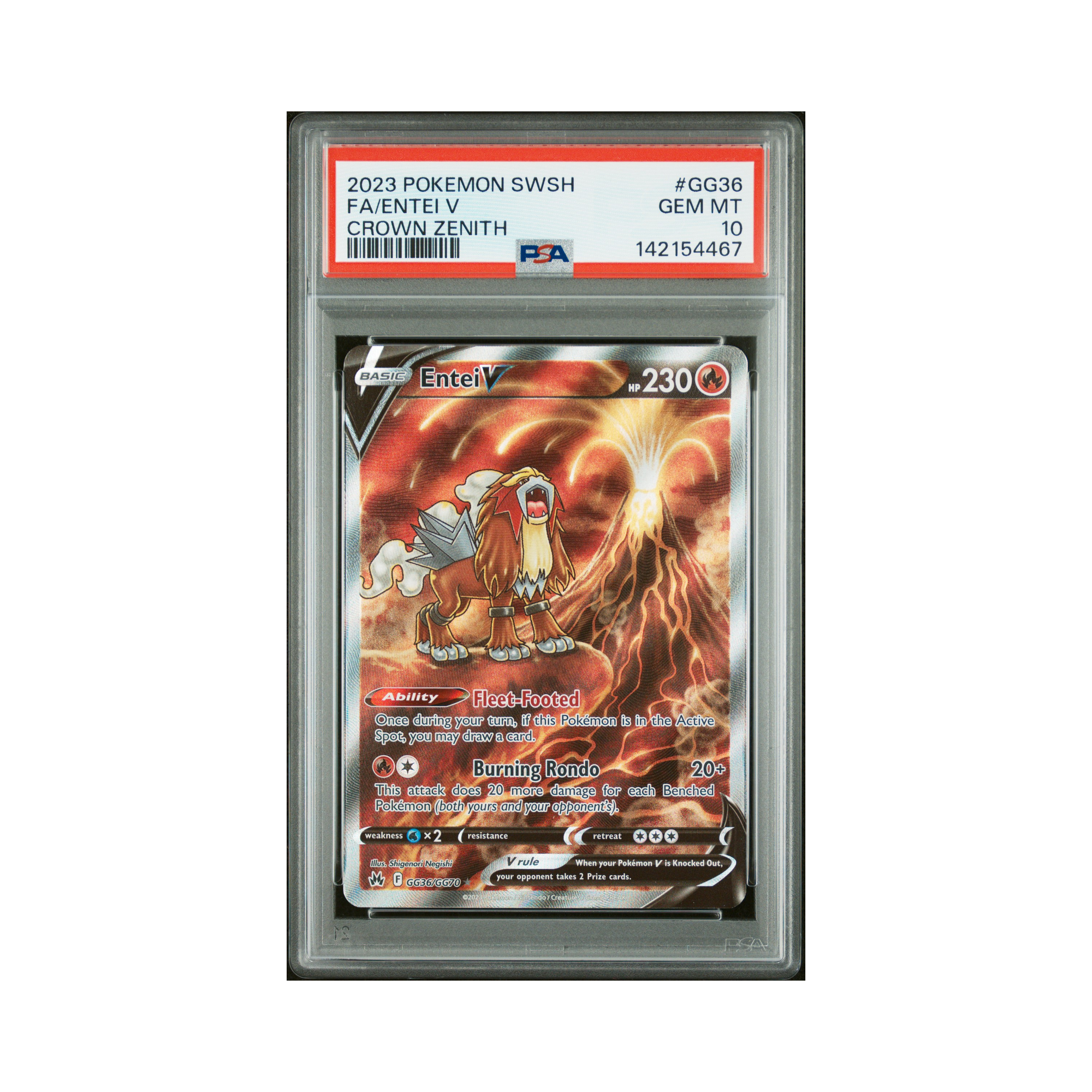 2023 Pokemon Crown Zenith Galarian Gallery Entei V #GG36 PSA 10