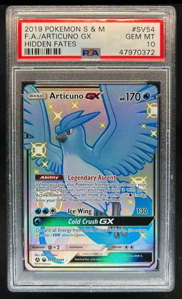 PSA 10 - 2019 POKEMON SUN & MOON HIDDEN FATES #SV54 FA/ARTICUNO GX HIDDEN FATES
