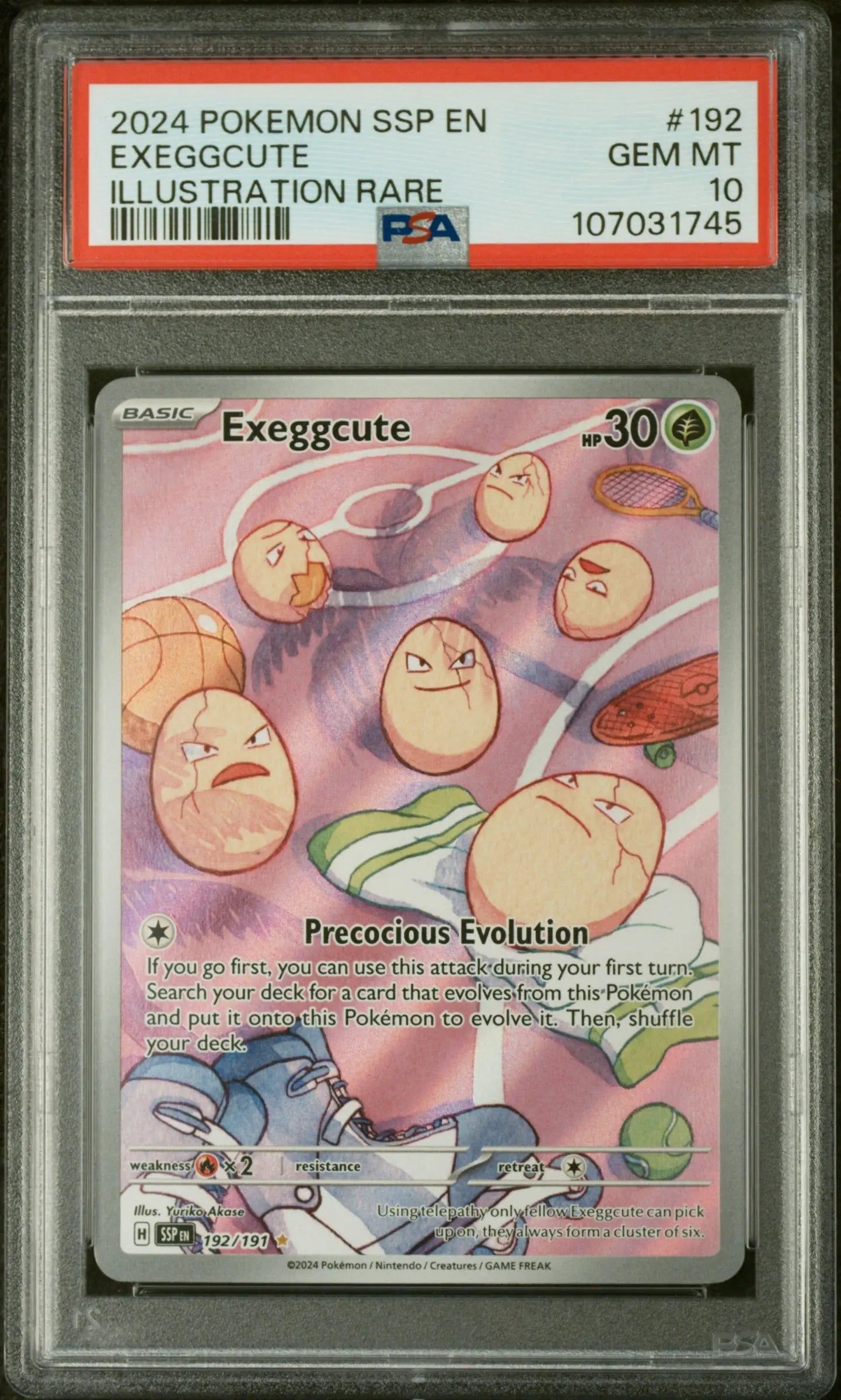 PSA 10 - 2024 POKEMON SSP EN-SURGING SPARKS #192 EXEGGCUTE ILLUSTRATION RARE