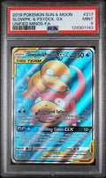 PSA 9 - 2019 POKEMON SUN & MOON UNIFIED MINDS #217 SLOWPK. & PSYDCK. GX UNIFIED MINDS-FA