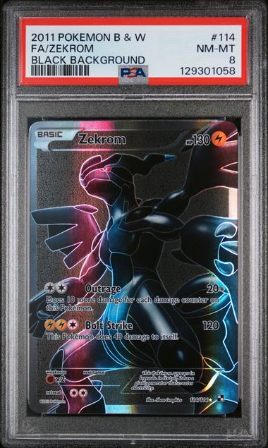 PSA 8 - 2011 POKEMON BLACK & WHITE #114 FA/ZEKROM BLACK BACKGROUND