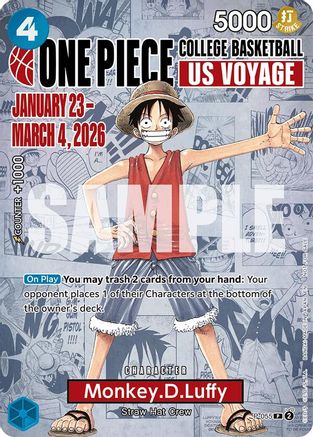Monkey.D.Luffy (055) (College Basketball US Voyage) P-055 PR One Piece Promotion Cards  Foil