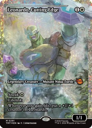 FOIL Leonardo, Cutting Edge (Showcase) (Fracture Foil) (TMT-291) - Teenage Mutant Ninja Turtles - Magic The Gathering
