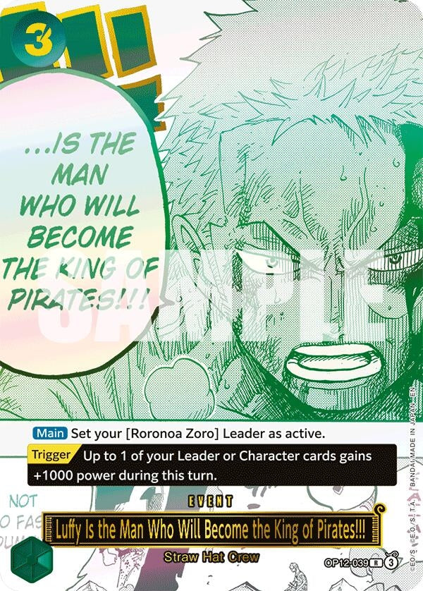 Luffy Is the Man Who Will Become the King of Pirates!!! (Japanese Version 3rd Anniversary Set) (OP12-039) (Foil) [One Piece Promotion Cards]