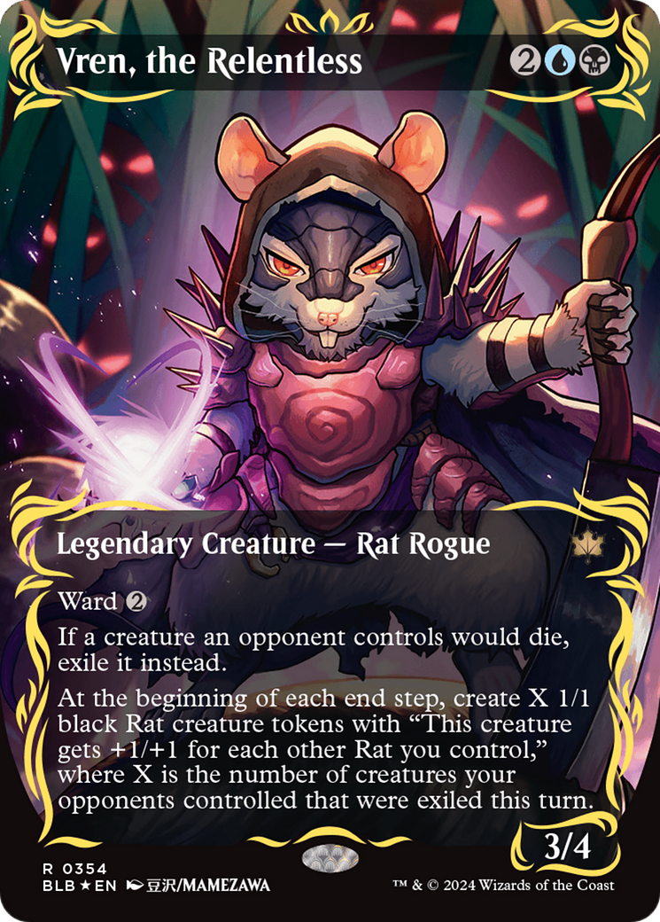 FOIL Vren, the Relentless (Borderless) (Raised Foil) (BLB-354) - Bloomburrow - Magic The Gathering