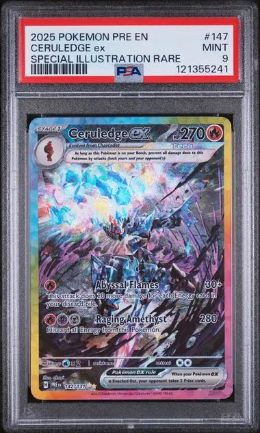 PSA 9 - 2025 POKEMON PRE EN-PRISMATIC EVOLUTIONS #147 CERULEDGE ex SPECIAL ILLUSTRATION RARE