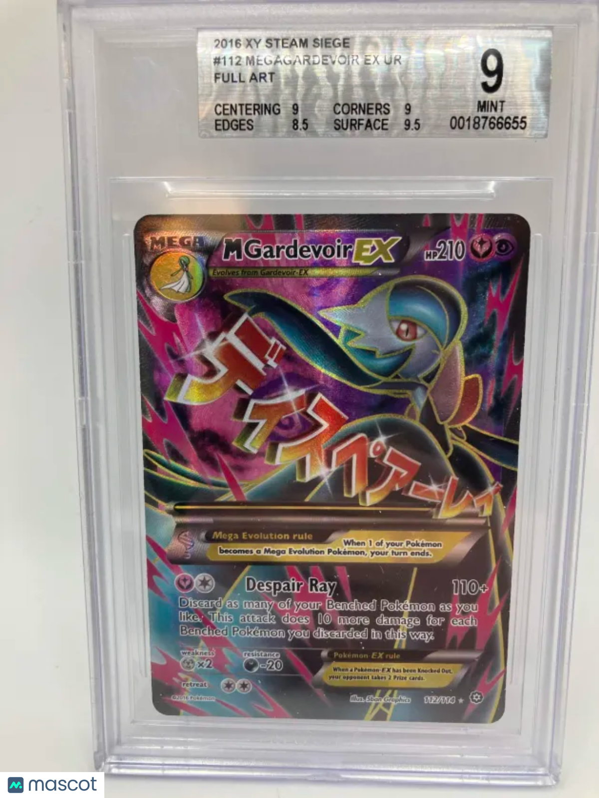 2016 Pokemon—M Gardevoir EX (Full Art) #112/114 Steam Siege—Ultra Rare BGS 9