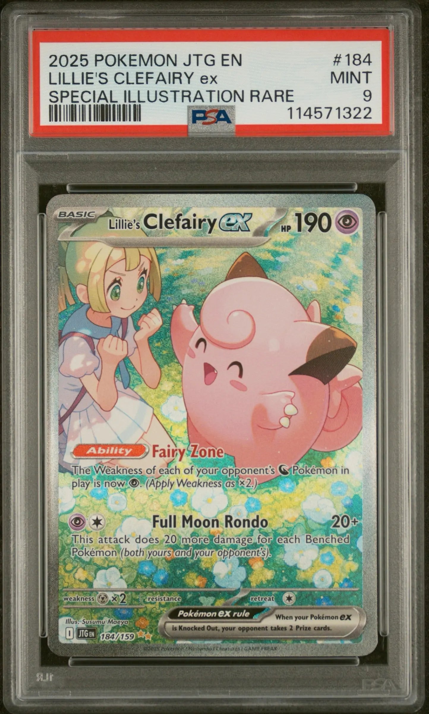 2025 POKEMON JTG EN-JOURNEY TOGETHER #184 LILLIE'S CLEFAIRY EX PSA 9