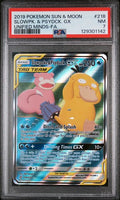 PSA 7 - 2019 POKEMON SUN & MOON UNIFIED MINDS #218 SLOWPK. & PSYDCK. GX UNIFIED MINDS-FA