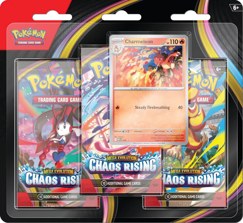 Pokémon Mega Evolution Chaos Rising 3-Pack Blister 24 Pack Case Charmeleon