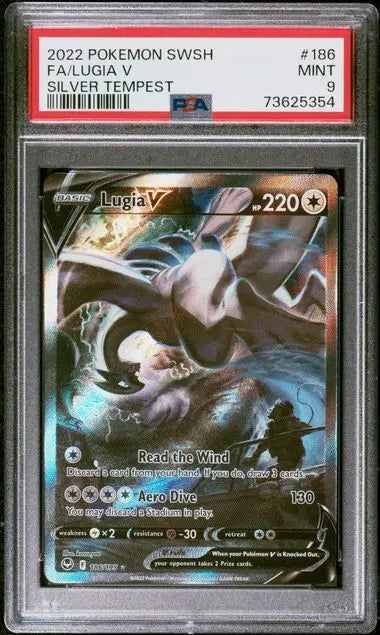 PSA 9 - 2022 POKEMON SWORD & SHIELD SILVER TEMPEST #186 FA/LUGIA V SILVER TEMPEST