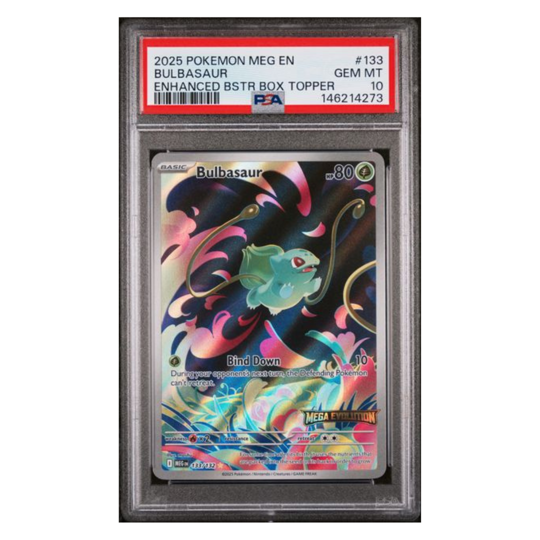 2025 POKEMON MEG EN-MEGA EVOLUTION #133 BULBASAUR ENHANCED BSTR BOX TOPPER
