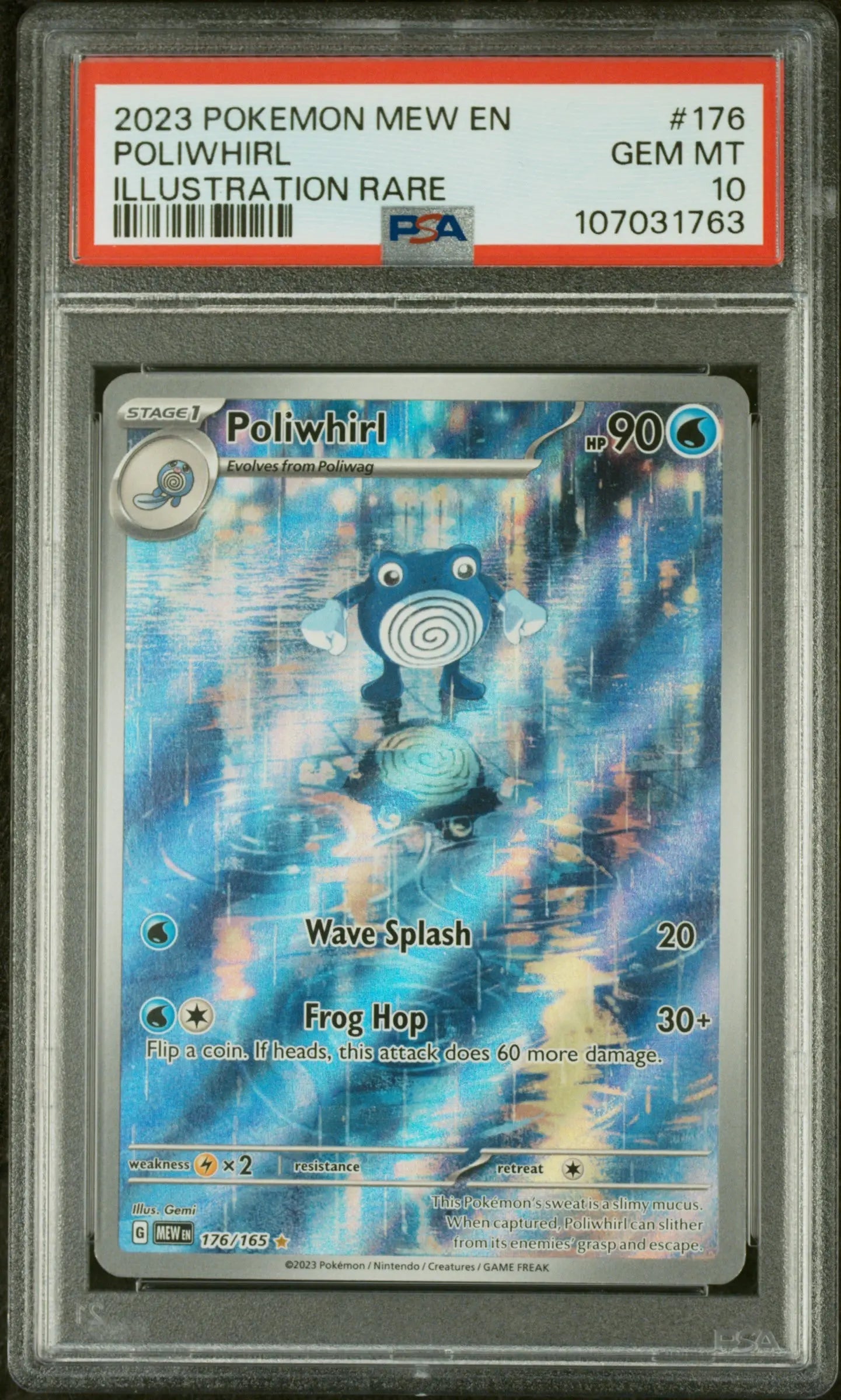 PSA 10 - 2023 POKEMON MEW EN-151 #176 POLIWHIRL ILLUSTRATION
