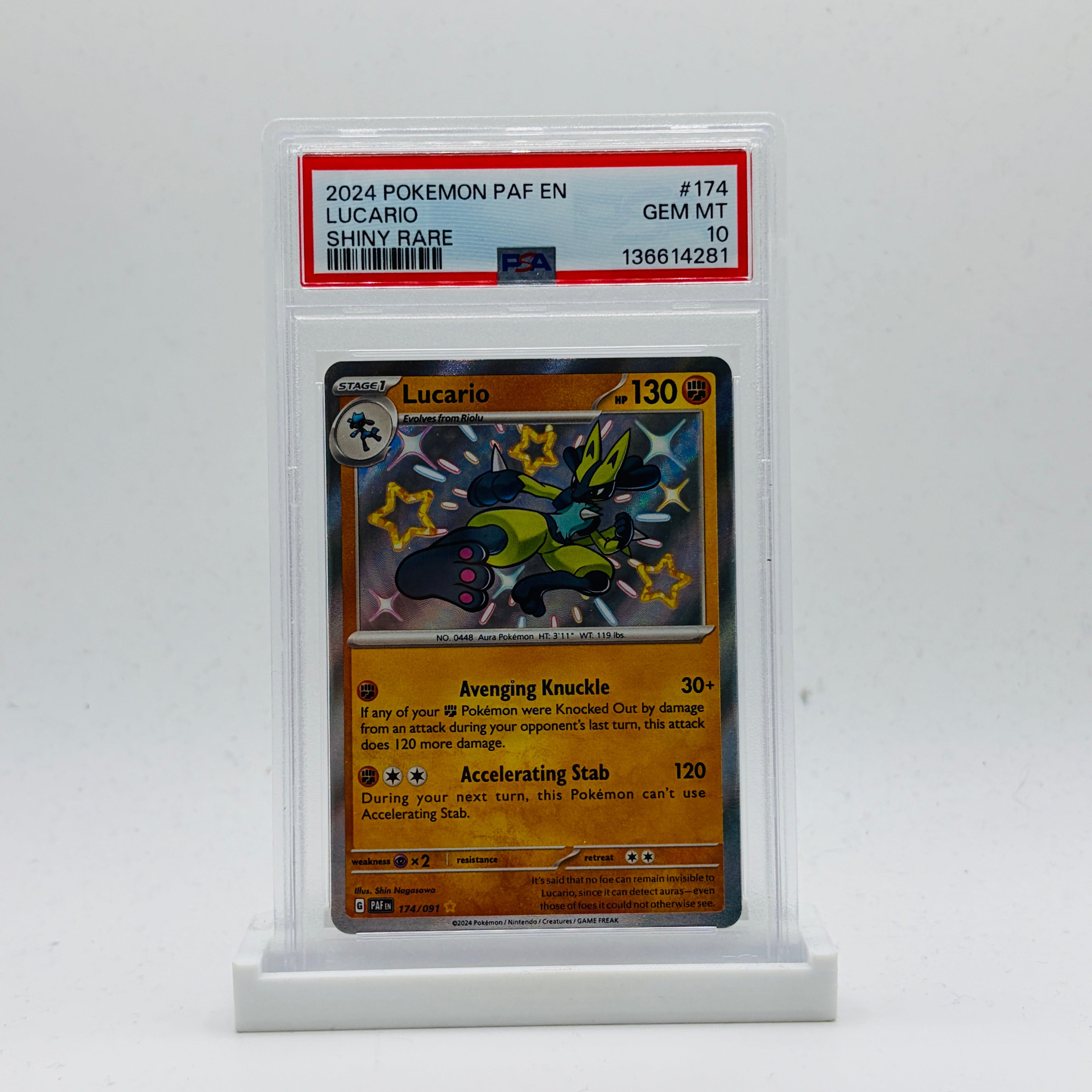 PSA 10 Lucario Shiny Rare - 2024 Pokemon Paldean Fates