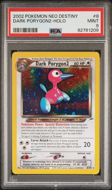 PSA 9 - 2002 POKEMON NEO DESTINY #8 DARK PORYGON2-HOLO WITH SWIRL