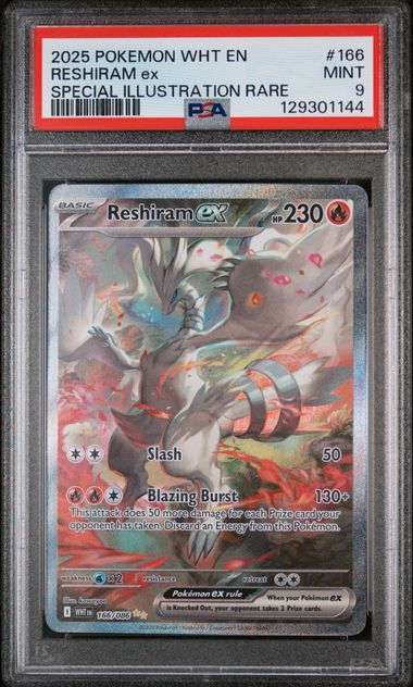 PSA 9 - 2025 POKEMON WHT EN-WHITE FLARE #166 RESHIRAM ex SPECIAL ILLUSTRATION RARE