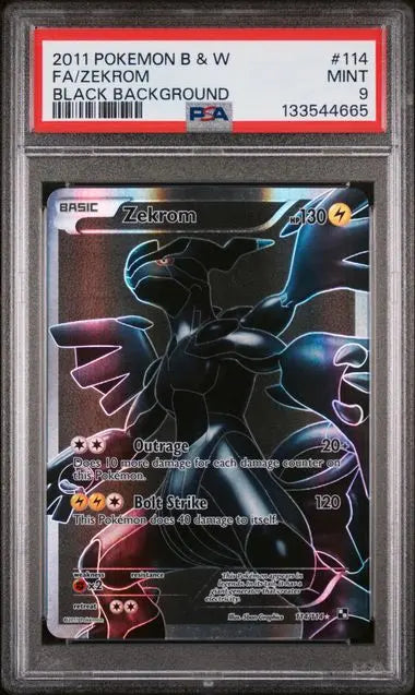 PSA 9 -2011 POKEMON BLACK & WHITE #114 FA/ZEKROM BLACK BACKGROUND