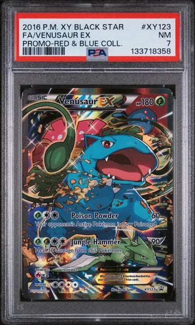 PSA 7 - 2016 POKEMON XY BLACK STAR PROMO #XY123 FA/VENUSAUR EX PROMO-RED & BLUE COLL.