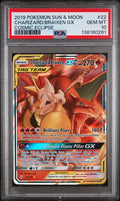 PSA 10 - 2019 POKEMON SUN & MOON COSMIC ECLIPSE #22 CHARIZARD/BRAIXEN GX COSMIC ECLIPSE