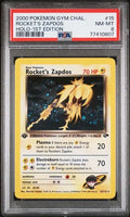 PSA 8 - 2000 POKEMON GYM CHALLENGE #15 ROCKET'S ZAPDOS HOLO-1ST EDITION