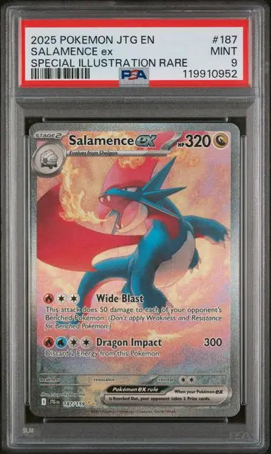 PSA 9 -2025 POKEMON JTG EN-JOURNEY TOGETHER #187 SALAMENCE ex SPECIAL ILLUSTRATION RARE