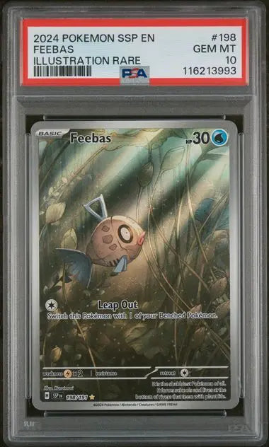 2024 POKEMON SSP EN-SURGING SPARKS #198 FEEBAS ILLUSTRATION RARE PSA 10