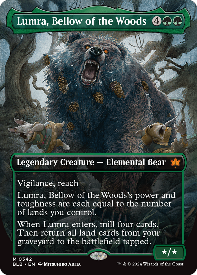 FOIL Lumra, Bellow of the Woods (Borderless) (0342) (BLB-342) - Bloomburrow - Magic The Gathering