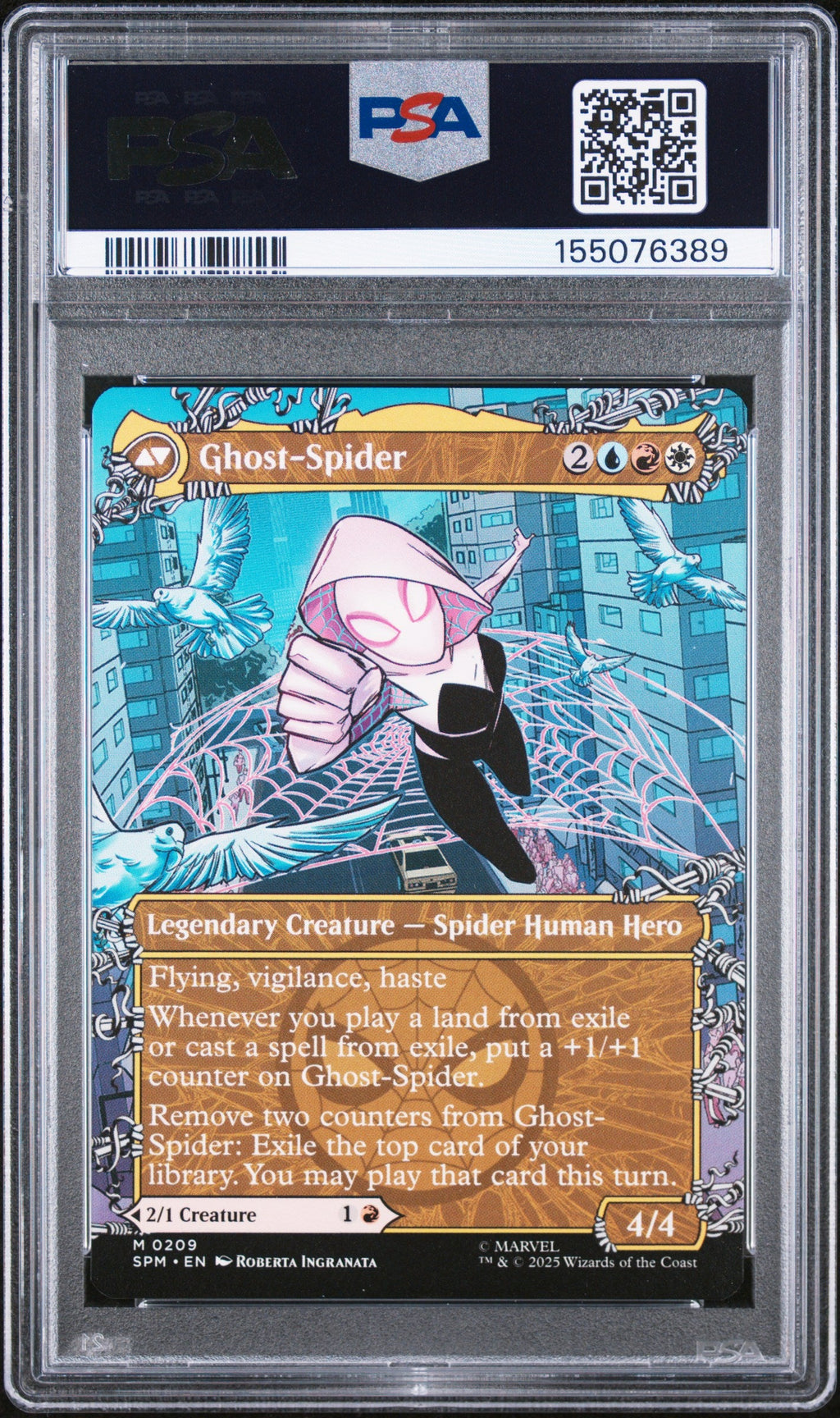 2025 Magic the Gathering Marvel's Spider-Man - Gwen/Ghost-Spider - Double Sided - Web-Slinger Borderless #0209 - PSA Graded Card