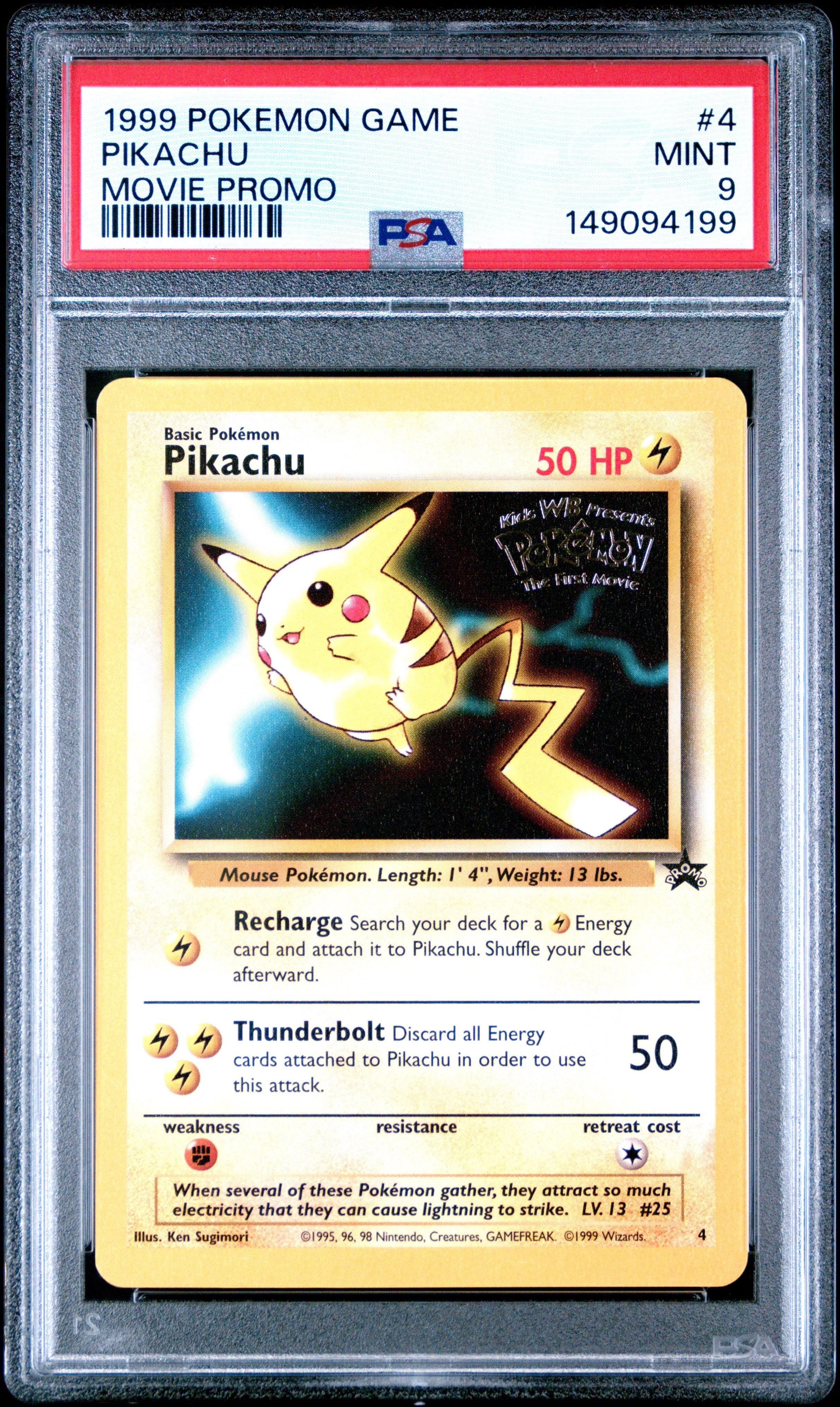 1999 Pokemon Game Movie - Pikachu - Stamped Movie Promo #4 - PSA Graded Card