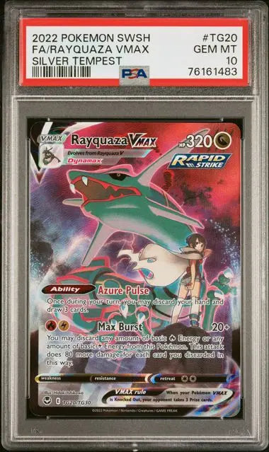 PSA 10 - 2022 POKEMON SWORD & SHIELD SILVER TEMPEST #TG20 FA/RAYQUAZA VMAX SILVER TEMPEST