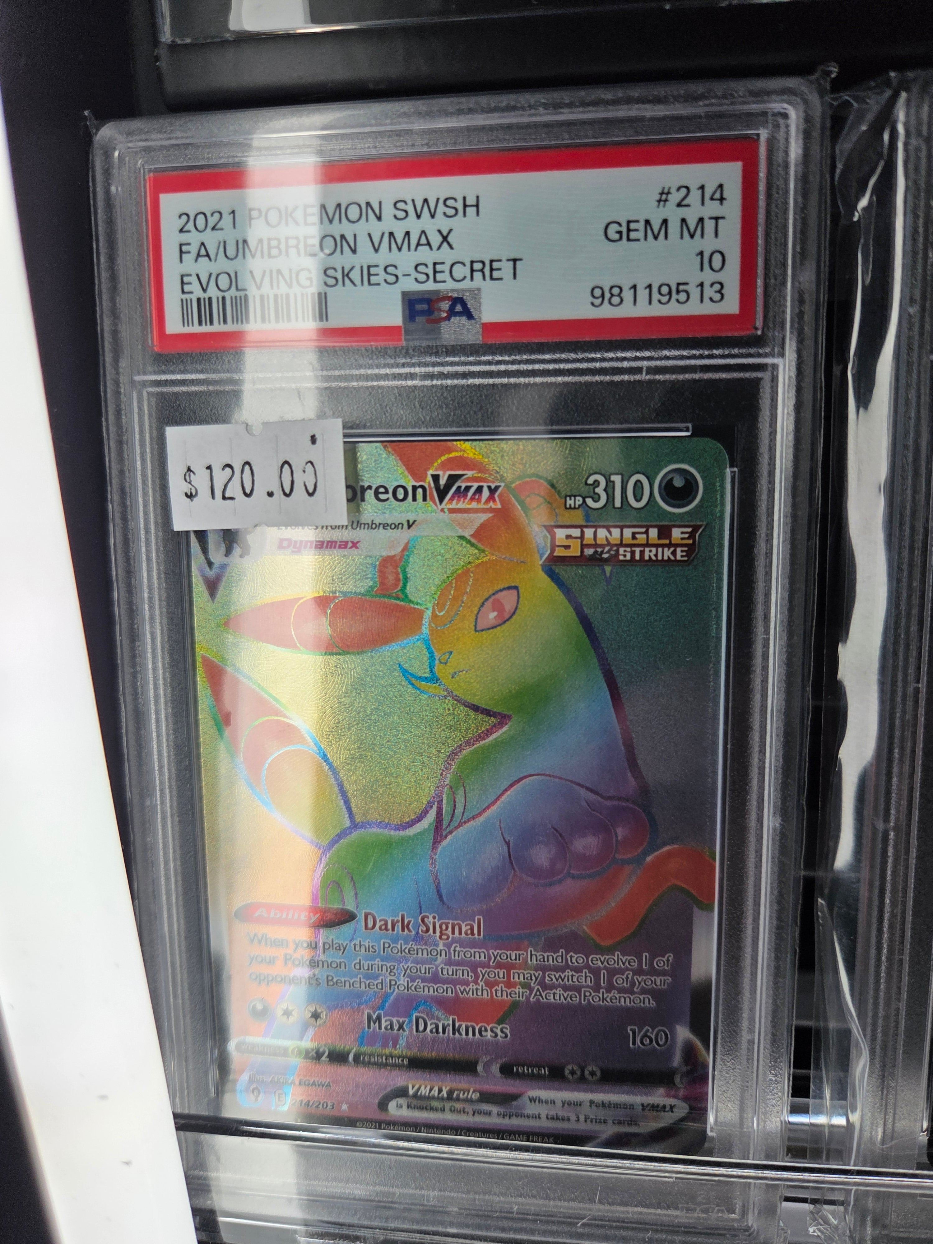 2021 POKEMON SWORD & SHIELD EVOLVING SKIES #214 FA/UMBREON VMAX EVOLVING SKIES-SECRET psa 10
