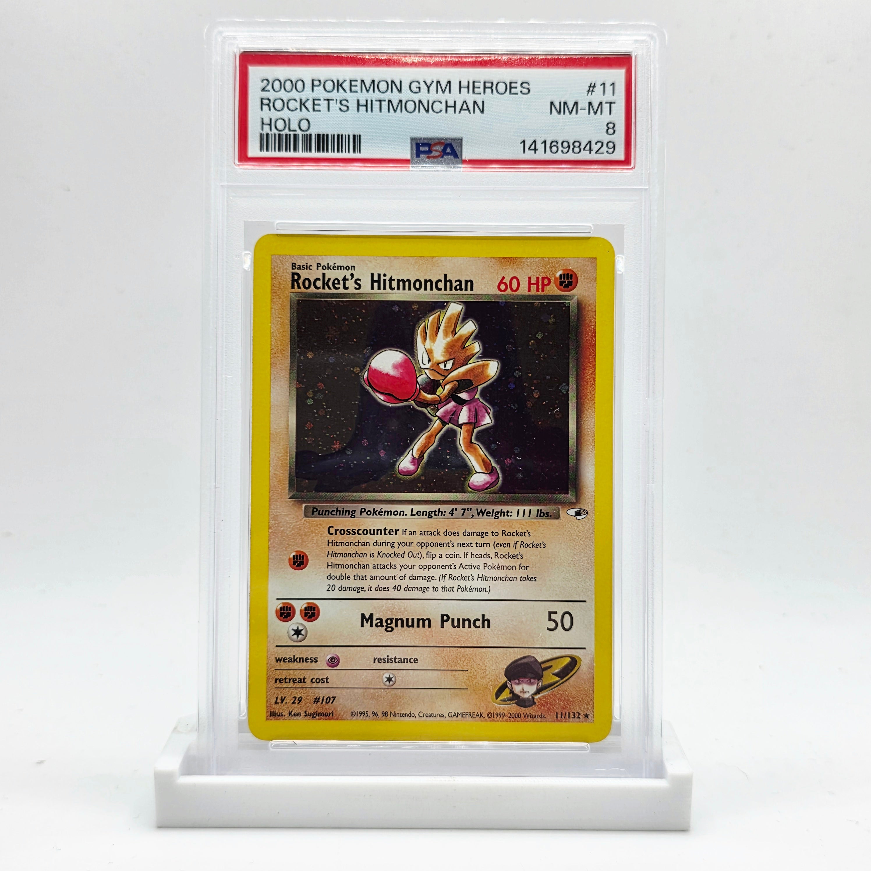 PSA 8 Rocket's Hitmonchan Holo - 2000 Pokémon Gym Heroes Unlimited