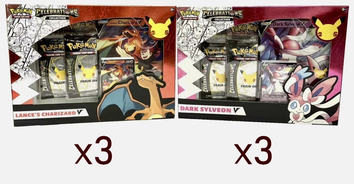 Pokemon TCG - 2021 Pokemon Celebrations Lance's Charizard V & Dark Sylveon V Collection Case